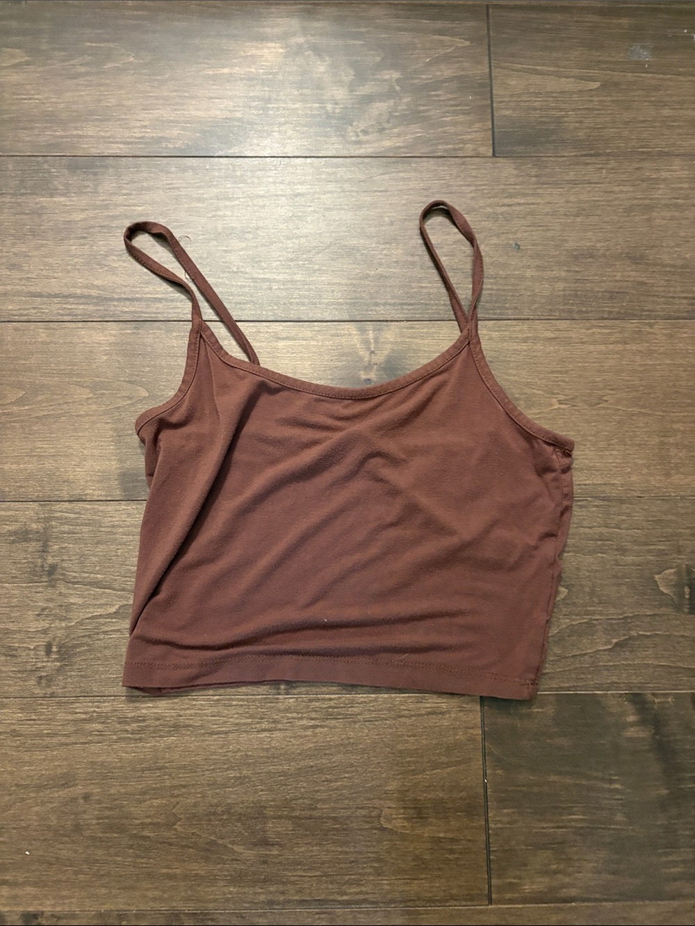 Women's Ribbed Spaghetti Strap Cropped Tank Top - Brown - Picture 1 of 1